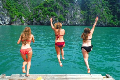 Swimming in Halong Bay